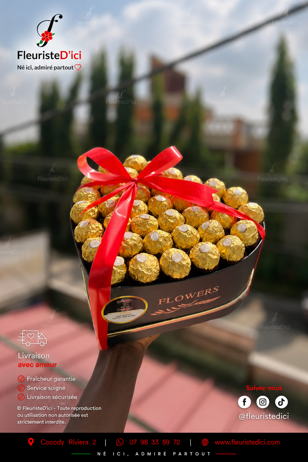 Coffret Cœur Le Chocolatier – 24 Ferrero & 1 Rose