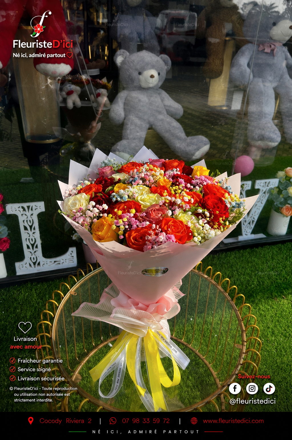 Bouquet Intense Polychrome – Roses Multicolores